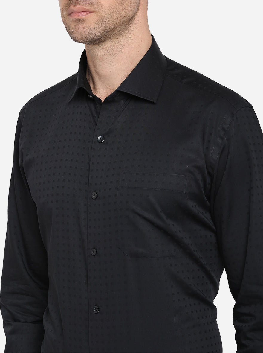 Black Dobby Slim Fit Formal Shirt | Metal