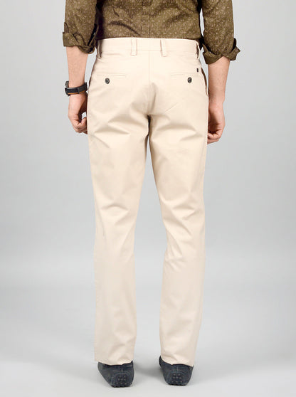 Beige Solid Slim Fit Casual Trouser | JB Sport