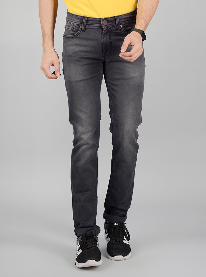 Grey Washed Slim Fit Jeans | JB Sport