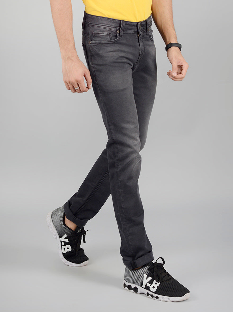 Grey Washed Slim Fit Jeans | JB Sport