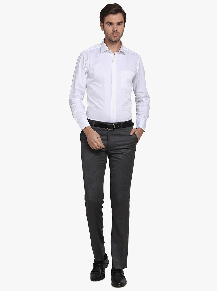 White Dobby Slim Fit Formal Shirt  | Metal