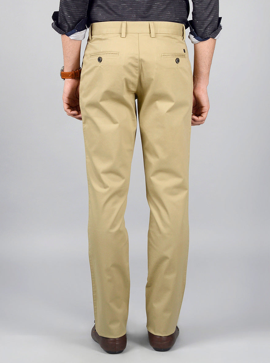 Beige Solid Slim Fit Casual Trouser | JB Sport