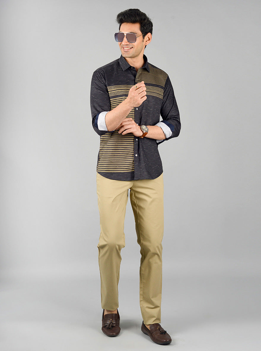 Beige Solid Slim Fit Casual Trouser | JB Sport