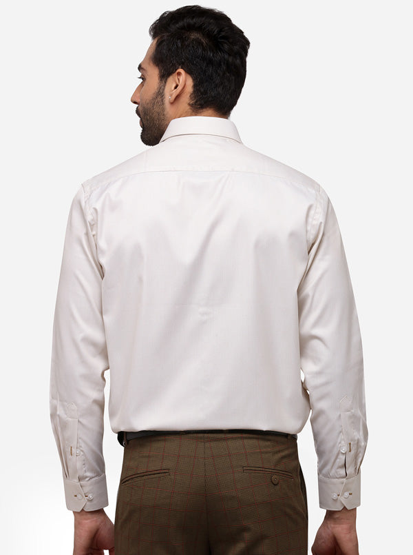 Cream Printed Regular Fit Formal Shirt | Greenfibre