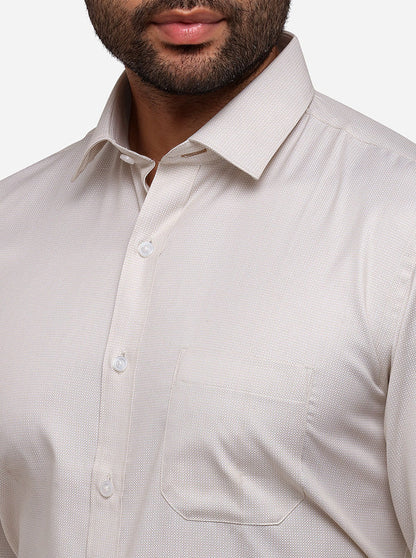 Cream Printed Regular Fit Formal Shirt | Greenfibre