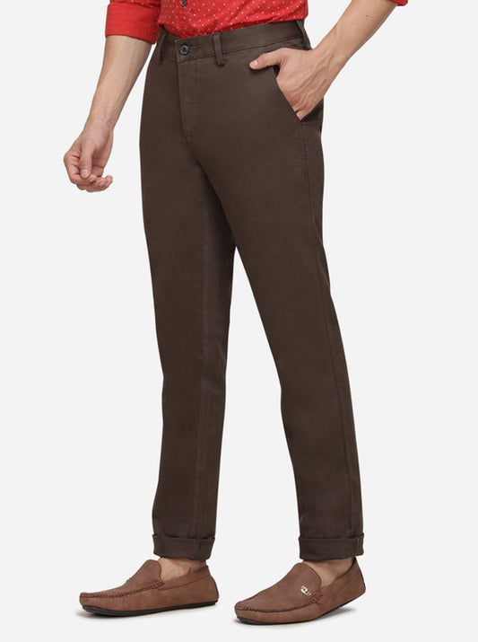 Dark Olive Solid Uno Fit Casual Trouser | JadeBlue Sport