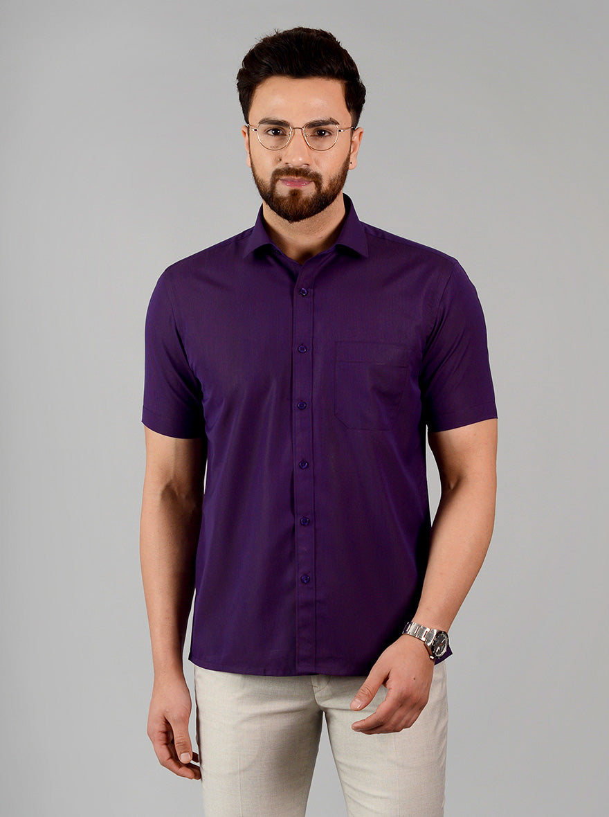 Purple Checked Regular Fit Formal Shirt | Greenfibre