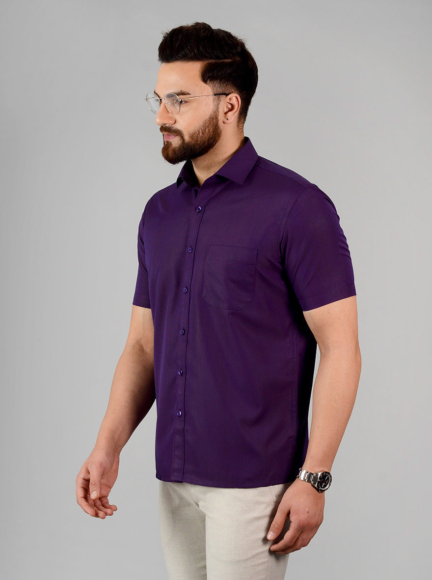 Purple Checked Regular Fit Formal Shirt | Greenfibre