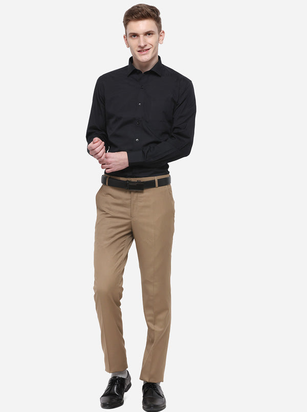 Black Solid Slim Fit Formal Shirt | Metal