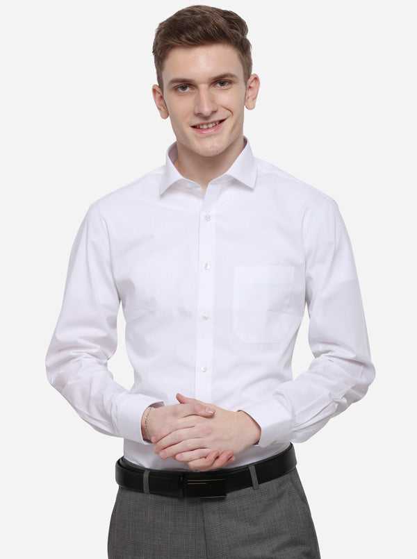 White Solid Slim Fit Formal Shirt | Greenfibre