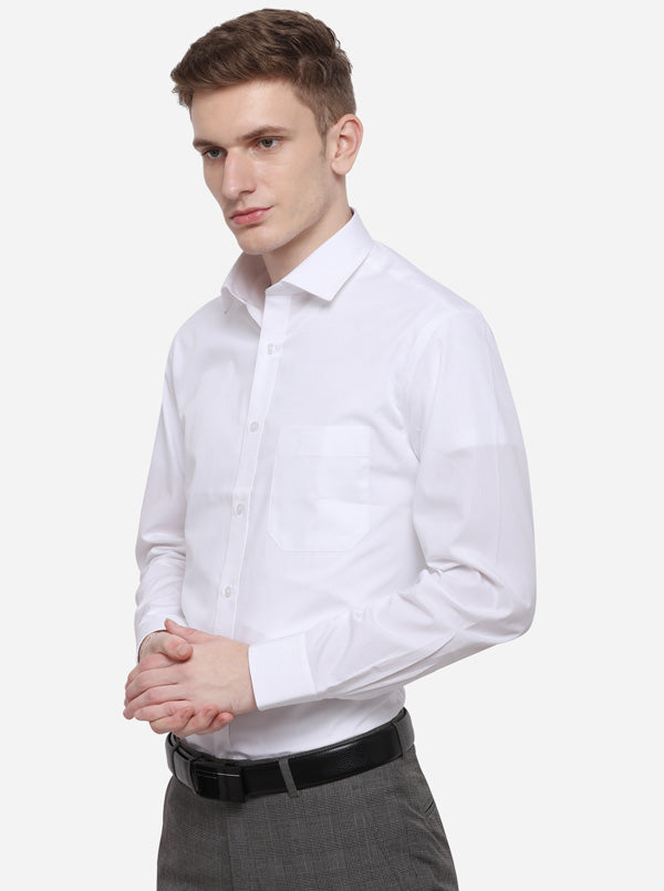 White Solid Slim Fit Formal Shirt | Greenfibre