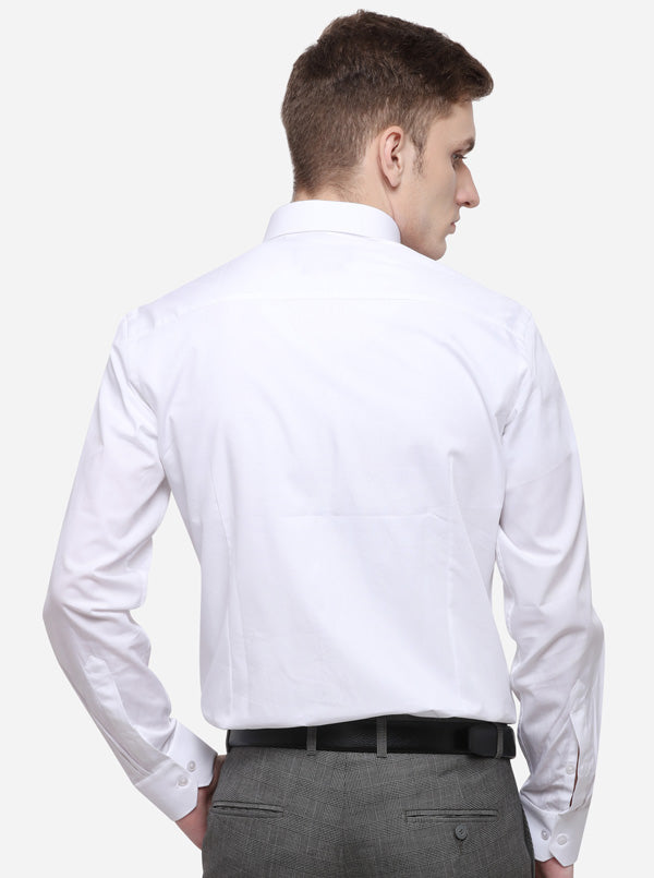 White Solid Slim Fit Formal Shirt | Greenfibre