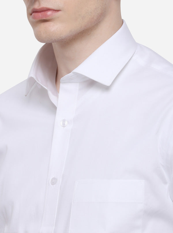 White Solid Slim Fit Formal Shirt | Greenfibre