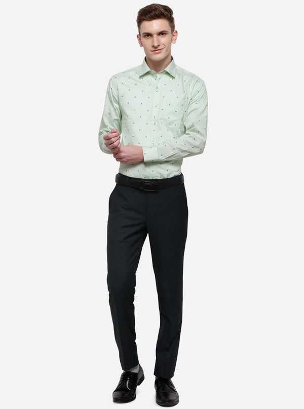 Dark Green Solid Super Slim Fit Formal Trouser | JadeBlue