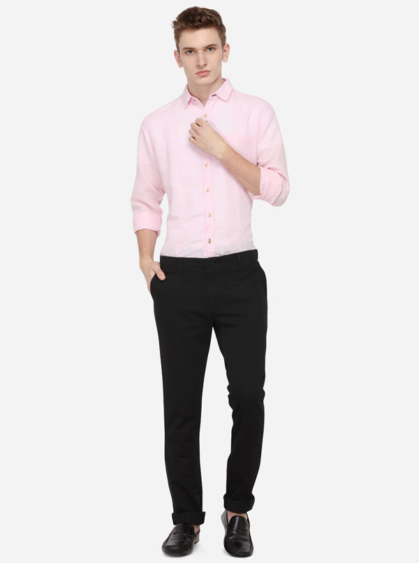 Black Solid Super Slim Fit Casual Trouser | Greenfibre