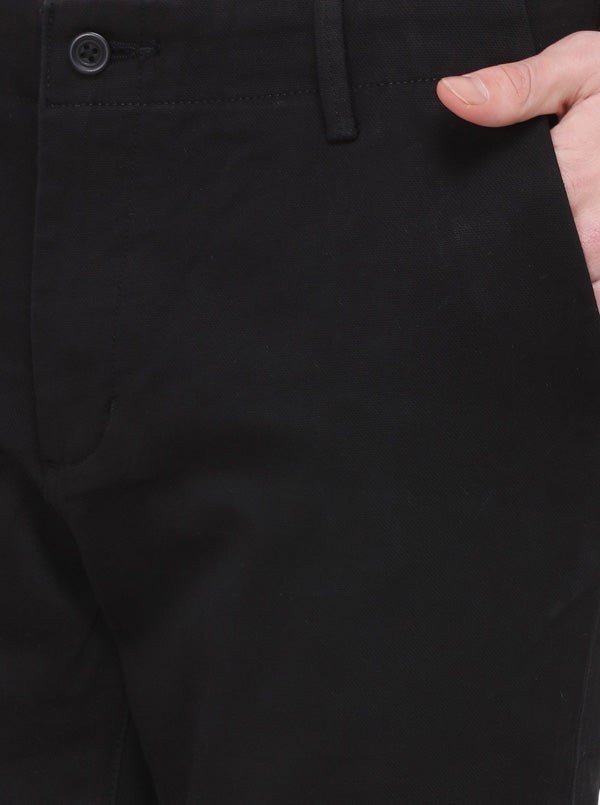 Black Solid Super Slim Fit Casual Trouser | Greenfibre