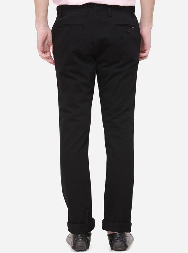 Black Solid Super Slim Fit Casual Trouser | Greenfibre