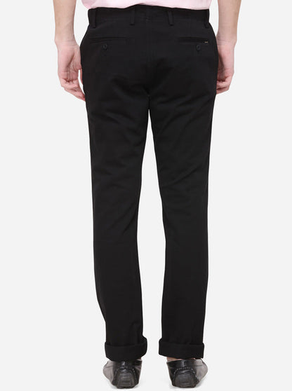 Black Solid Super Slim Fit Casual Trouser | Greenfibre