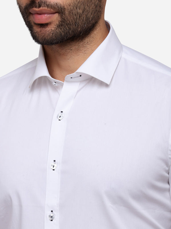 White Solid Slim Fit Party Wear Shirt | Wyre