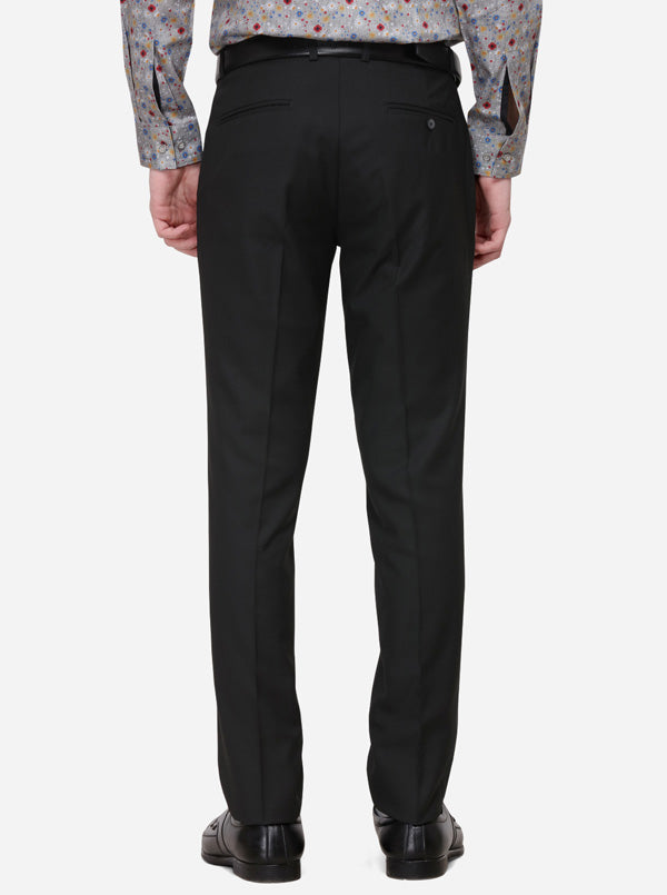 Black Solid Super Slim Fit Formal Trouser | JadeBlue