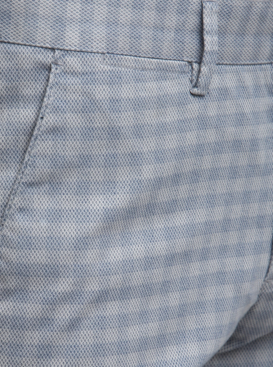 Sterling Blue Checked Super Slim Fit Casual Trouser | Greenfibre