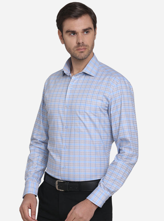 Light Beige Dobby Slim Fit Formal Shirt | Metal