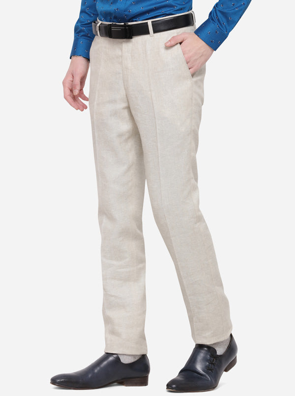 White Solid Slim Fit Formal Trouser | JB Studio