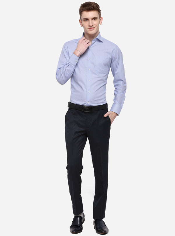 Dark Blue Solid Super Slim Fit Formal Trouser | JadeBlue