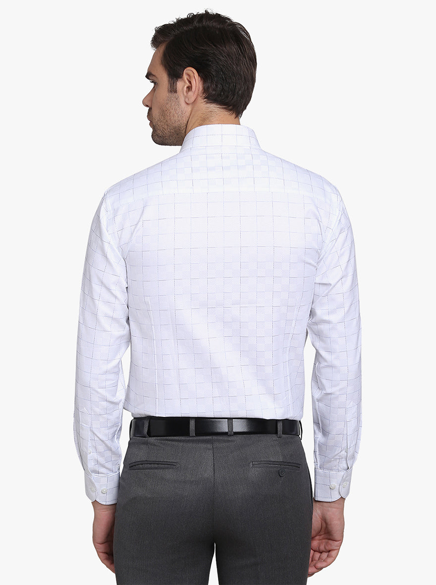 White Checked Slim Fit Formal Shirt  | Metal