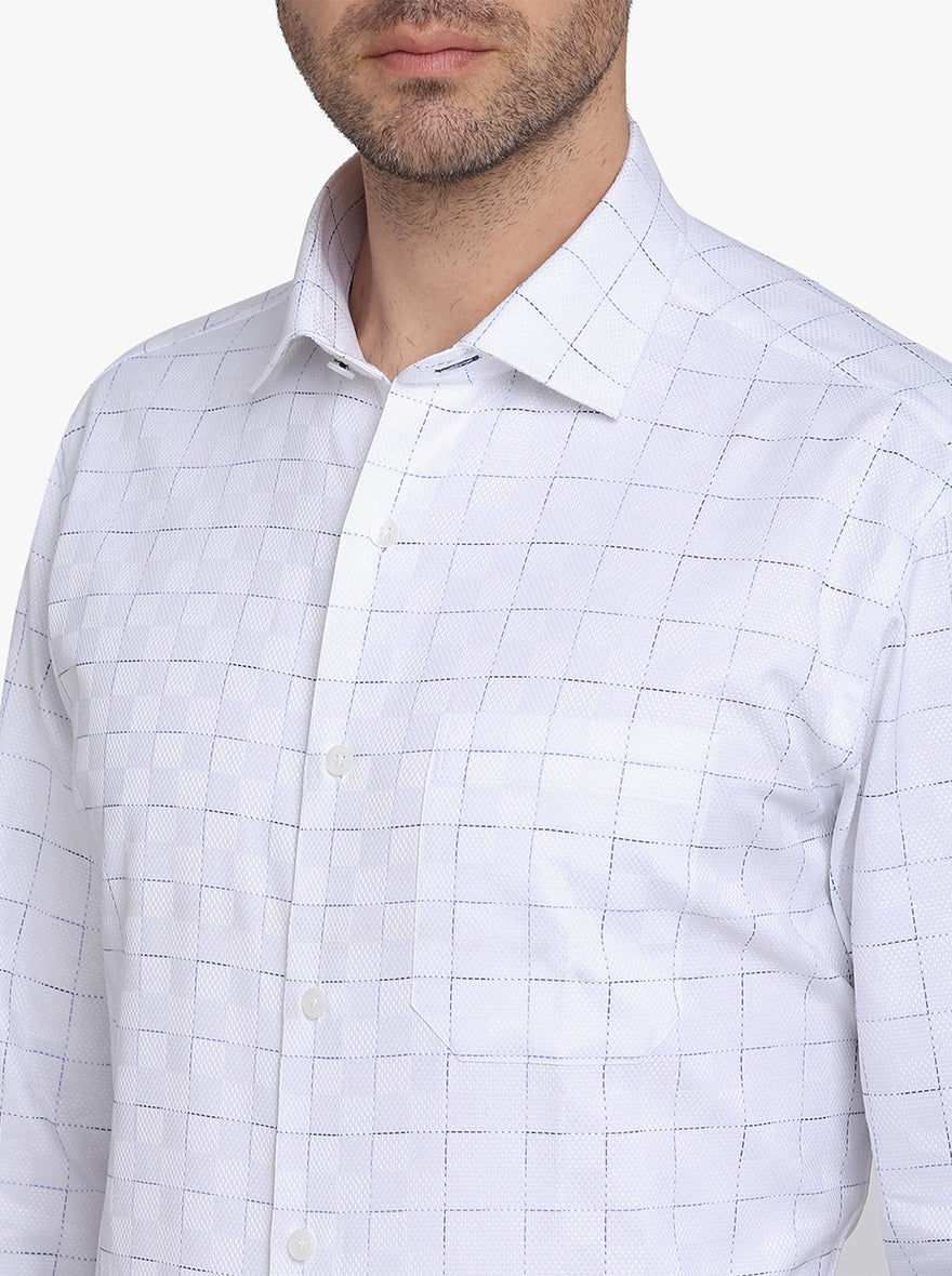 White Checked Slim Fit Formal Shirt  | Metal