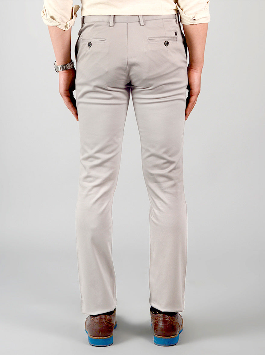 Grey Self Design Slim Fit Chinos | JB Sport