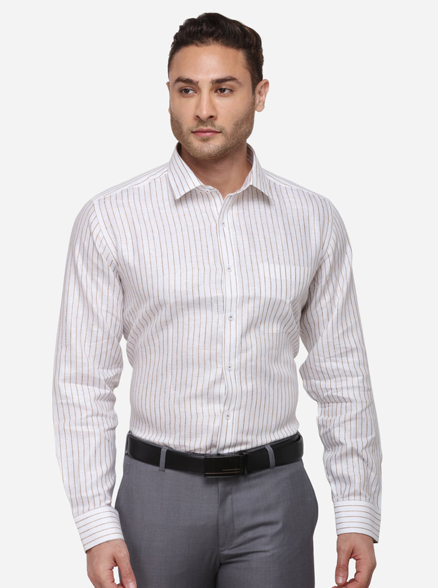 White Striped Regular Fit Formal Shirt | JadeBlue