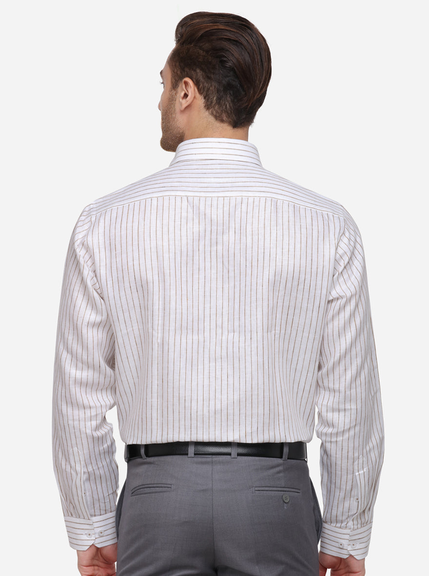 White Striped Regular Fit Formal Shirt | JadeBlue