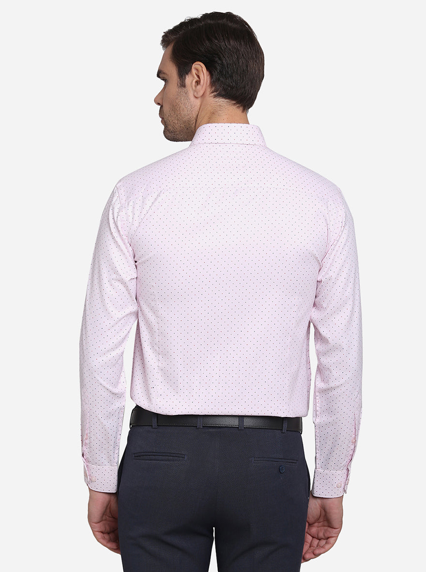 Light Pink Printed Slim Fit Formal Shirt | Greenfibre