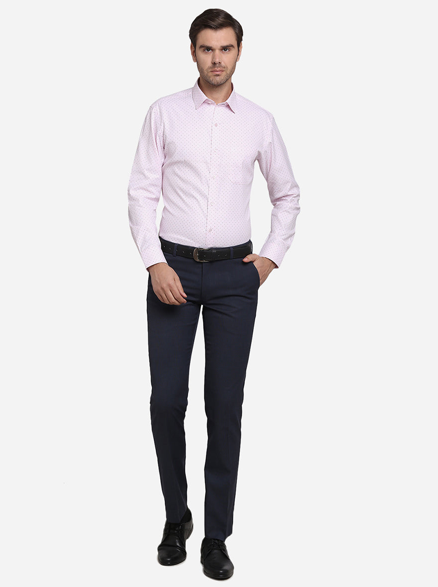 Light Pink Printed Slim Fit Formal Shirt | Greenfibre