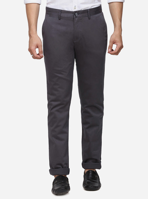 Black Solid Super Slim Fit Casual Trouser | Greenfibre