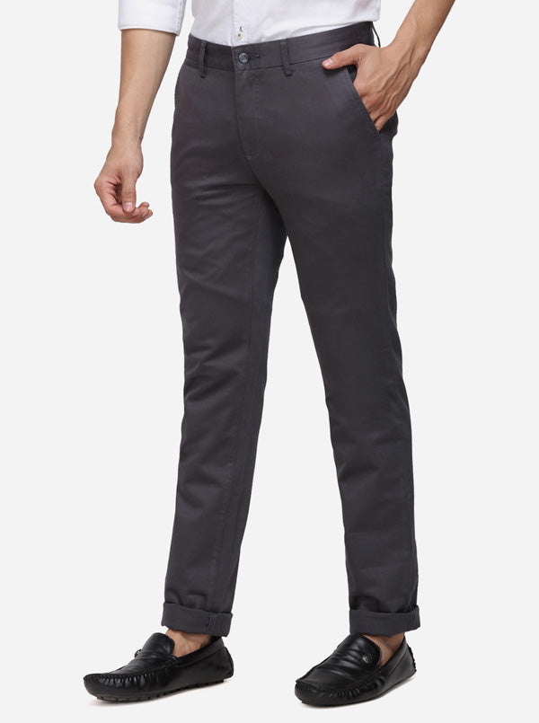 Black Solid Super Slim Fit Casual Trouser | Greenfibre