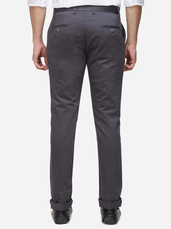 Black Solid Super Slim Fit Casual Trouser | Greenfibre