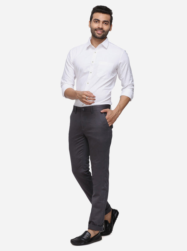 Black Solid Super Slim Fit Casual Trouser | Greenfibre