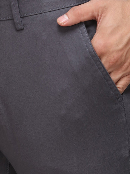 Black Solid Super Slim Fit Casual Trouser | Greenfibre