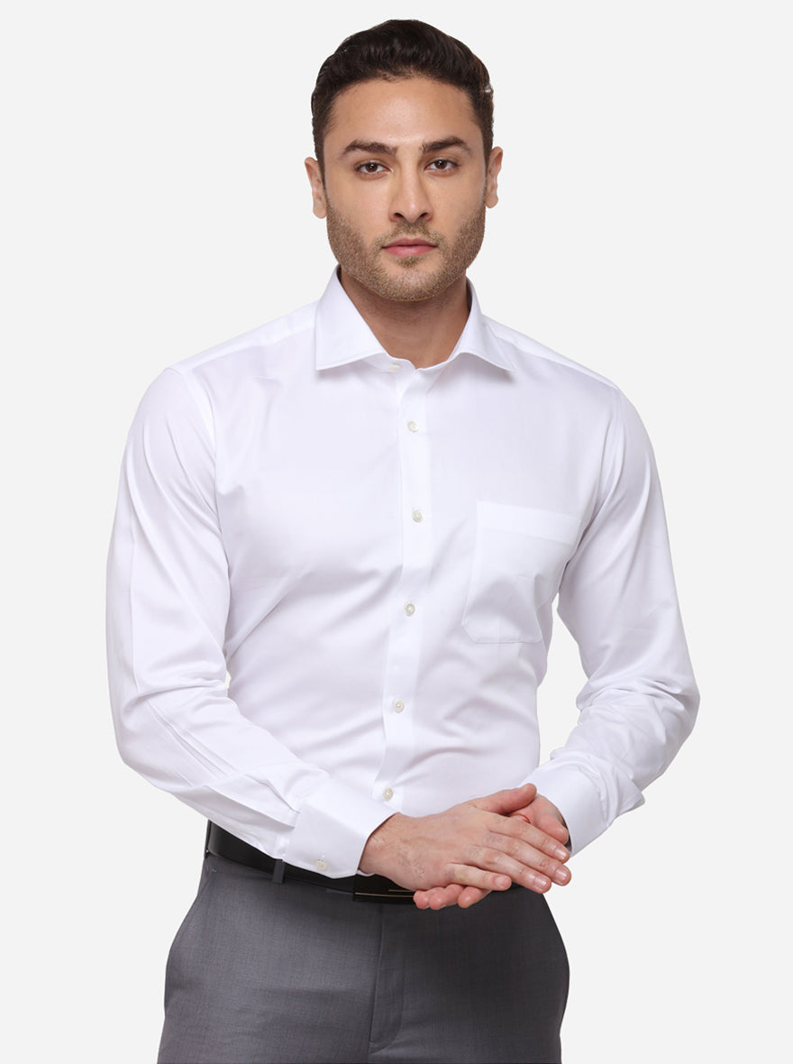 White Solid Slim Fit Formal Shirt | JadeBlue