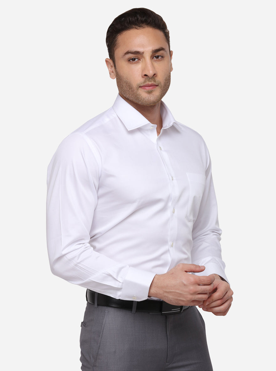 White Solid Slim Fit Formal Shirt | JadeBlue