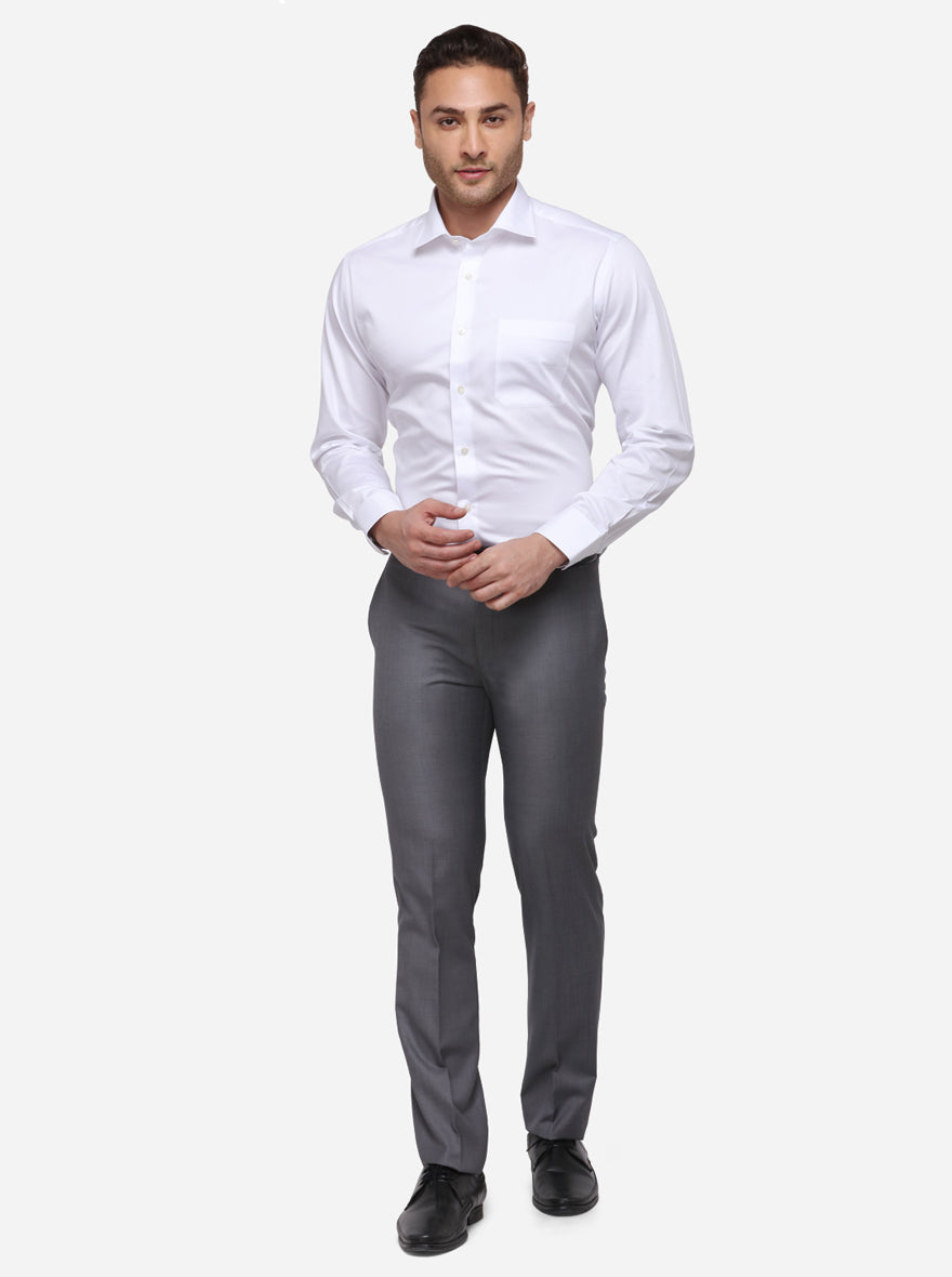 White Solid Slim Fit Formal Shirt | JadeBlue