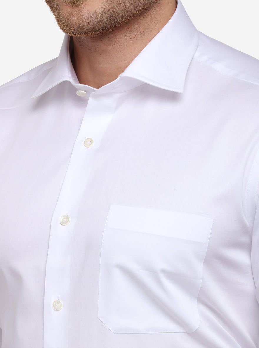 White Solid Slim Fit Formal Shirt | JadeBlue