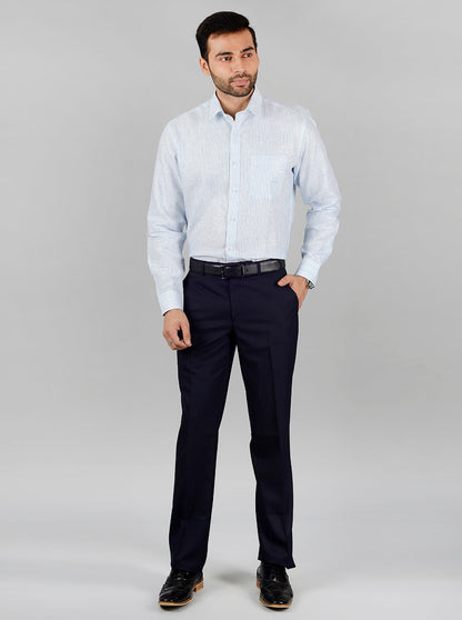 Light Blue Striped Regular Fit Formal Shirt | JadeBlue