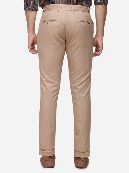 Khaki Solid Super Slim Fit Casual Trouser | Greenfibre