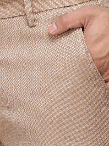 Khaki Solid Super Slim Fit Casual Trouser | Greenfibre