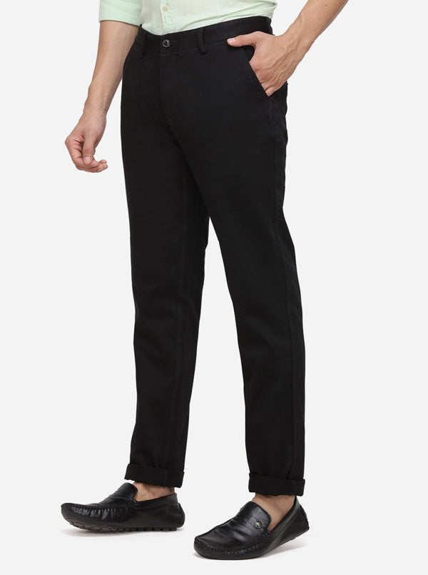 Black Solid Uno Fit Casual Trouser | JadeBlue Sport