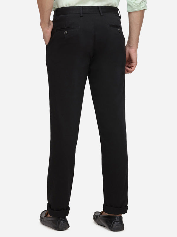 Black Solid Uno Fit Casual Trouser | JadeBlue Sport