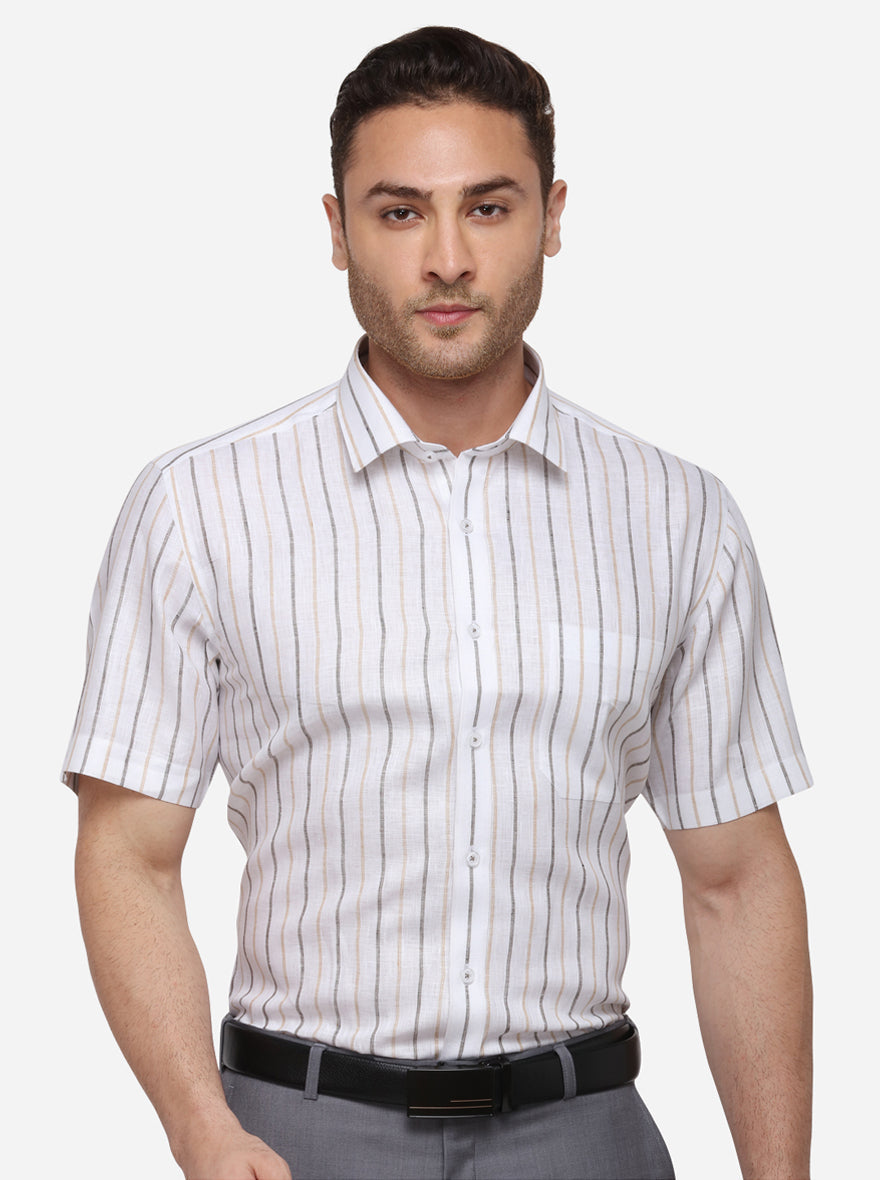 White Striped Regular Fit Formal Shirt | JadeBlue